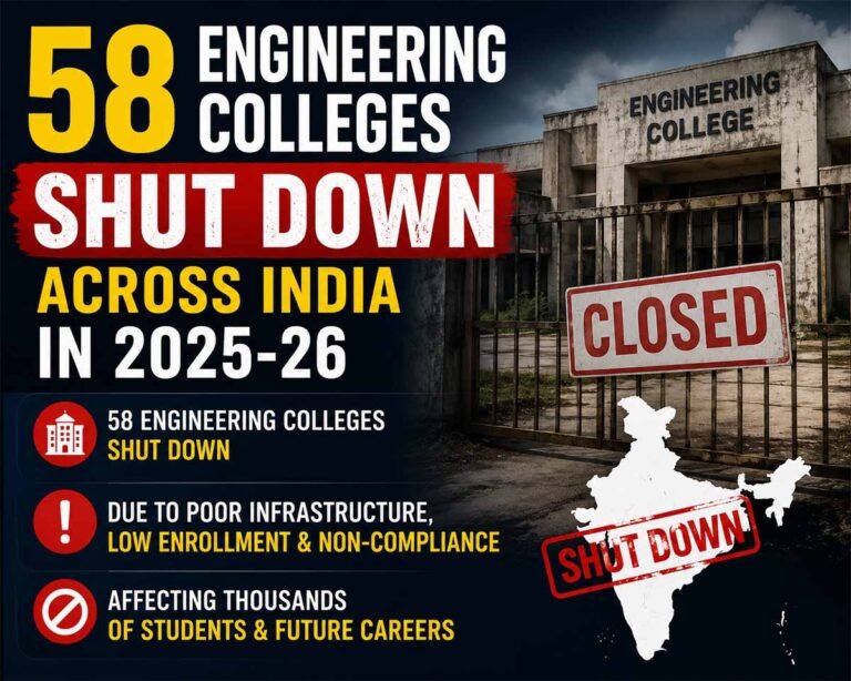 Crisis in Education! ਸਿੱਖਿਆ ‘ਤੇ ਸੰਕਟ! ਪੰਜਾਬ ਦੇ 4 ਕਾਲਜਾਂ ਸਮੇਤ ਦੇਸ਼ ਭਰ ‘ਚ 58 ਕਾਲਜਾਂ ਨੂੰ ਸਰਕਾਰ ਨੇ ਕੀਤੇ ਬੰਦ; 950 ਕੋਰਸ ‘ਤੇ ਲਗਾਈ ਰੋਕ